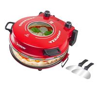 BEPER P101CUD301 Forno Elettrico per Pizza, 1200W, Temperatura 400°C, Piastra da 31 cm, Fornetto per pizza con Piastra Refrattaria Rimovibile, Oblò, Palette in acciaio, Rosso