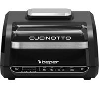 BEPER P101FRI080 CUCINOTTO Grill e Friggitrice ad Aria Multifunzione con 8 Programmi - Friggitrice ad Aria, Barbecue, Forno, Piastra Cucina ed Essiccatore + Accessori Inclusi