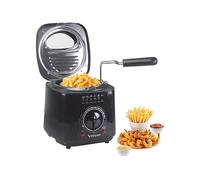 Beper Friggitrice elettrica P101FRI100 1 L, 950 W, cestello in acciaio rimovibile, coperchio con oblò, filtro rimovibile lavabile, temperatura regolabile, piedini antiscivolo, nera