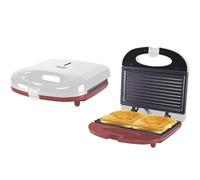 BEPER P101TOS010 Tostiera elettrica, 750W, Griglia elettrica, Piastra antiaderente, Impugnatura Termoisolante, Piedini antiscivolo e avvolgicavo, Bianco/Rosso
