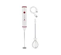BEPER P102SBA008 Montalatte Elettrico Ricaricabile USB - Monta Latte per Cappuccino Elettrico con Frusta Montapanna Inclusa, Rosso/Bianco