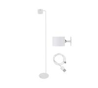 BEPER P201UTP305 Lampada ricaricabile Lumì, Lampada da terra e da tavolo, Altezza regolabile, Accessorio da parete, Cavo USB incluso, Accensione touch, Bianco
