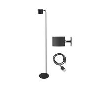 BEPER P201UTP306 Lampada ricaricabile Lumì, Lampada da terra e da tavolo, Altezza regolabile, Accessorio da parete, Cavo USB incluso, Accensione touch, Nero