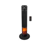 BEPER P203TER001 Termoventilatore Ceramico a Colonna con Telecomando, Timer e Oscillazione Automatica - Termoventilatore Basso Consumo con Luce LED ad Effetto Fiamma, Nero
