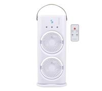 BEPER P206VEN445 Ventilatore Ricaricabile con Nebulizzatore e Telecomando, Mini ventilatore Portatile USB-C, Doppia Ventola Oscillante, Luce LED, 3 Velocità, Ventilatore da Tavolo