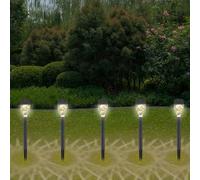 BEPER P207ILO050 Set 5 Luci Solari da Giardino, Lampade da Giardino e da Esterno con LED, Segnapassi da Esterno a Energia Solare, Lampade Solari con Picchetto, IP44, Ricarica Automatica