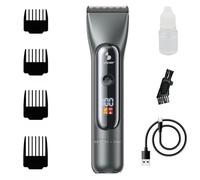 BEPER P304CAP010 Tagliacapelli uomo professionale, Lame in Titanio e Ceramica, Display LED, 4 pettini regolatori, 2 velocità, Autonomia 3h, Ricarica USB-C, Uso a filo e Cordless