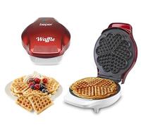 Beper - Piastra per Waffle, Cialdiera, 5 Waffle Alla Volta, Piastra Antiaderente 18cm, 800-100W - Rosso/Bianco