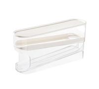 bephible Dispenser per uova trasparente a doppio strato organizer per uova per 12 uova rimovibile antiscivolo frigorifero porta uova contenitore bianco