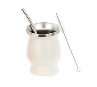 bephible Zucca in acciaio inox con Bombilla Modern Mate Cup a doppia parete Yerba Set spazzola per la pulizia Ricco antiossidante Energy Boost Tea Bianco