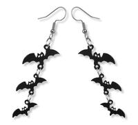 BEPSYOM 1 Paio di Orecchini Lunghi con Pipistrello, Orecchini da Donna, Accessorio per Costume di Halloween Vampiro, Gioielli Gotici Moderni, Nero