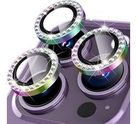 BEPSYOM 1 Set Pellicola per iP 16 PRO e iP16 PRO Max, Glitter Scintillant, Vetro Temperato Individuale, Anello Metallico Cover, HD Chiaro (6,3 Pollici e 6,9 Pollici)