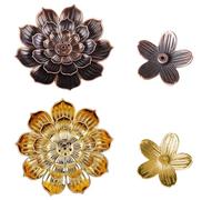 BEPSYOM 4 Pezzi Porta Incenso Loto, Porta Incenso per Bastoncini, in Metallo, Lotus Censer, Brucia con Raccoglitore Cenere, Incensiere, di per Decorazioni la Casa e Lo Yoga (6 Fori)