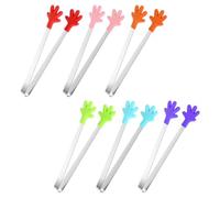 BEPSYOM 6 Pezzi Mini Pinze in Acciaio Inox con Impugnature in Silicone, Pinze da Cucina per Candy Bar, Buffet, Finger Food, Feste e Barbecue (12,5 cm)