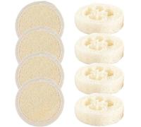 BEPSYOM 8 pezzi Scrubber, Pulizia Manuale del Viso e Pennello Struccante, Tampone in Spugna di Loofah Naturale, il Viso Senza Danneggiare la Pelle, Doccia, Corpo, Loofah
