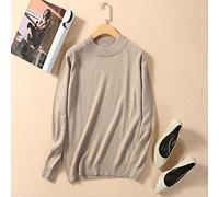 BEQUAH Maglione di lana Cashmere Misto Cotone Mezzo Dolcevita Pullover Donna Autunno Inverno Maglione Usura Quotidiana Maglia Calda Base Pull Femme-Camel,L