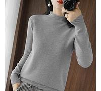 BEQUAH Maglione di lana Donna Mezzo Dolcevita Maglione di Cashmere Delle Donne Caldi Maglioni Delle Signore Pullover Autunno Inverno Maglioni Delle Donna-Grigio, Xl