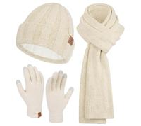 Bequemer Laden Donna Inverno Caldo Knit Beanie Cappello Touchscreen Guanti Lungo Sciarpa Set con Fleece Foderato Teschio Caps Collo Sciarpe