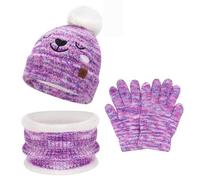 Bequemer Laden Invernale Bambino Sciarpa Guanti Cappello con Pon Pon, Termico Berretto Scaldacollo Manopole per 0-4 Anni Bambini Piccoli 5-8 Anni Bambina Bimbo
