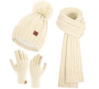 Bequemer Laden Set Invernale da Donna: Berretto Caldo con Touch Screen, Sciarpa Lunga con Fodera in Pile, Guanti - Regalo