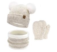 Bequemer Laden Termico Invernali Doppio PON PON Cappelli Sciarpe Manopole per 0 6 12 18 Mesi 1 2 3 4 Anni Neonate Bambina Bimbo