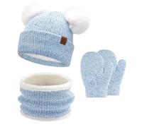 Bequemer Laden Termico Invernali Doppio PON PON Cappelli Sciarpe Manopole per 0 6 12 18 Mesi 1 2 3 4 Anni Neonate Bambina Bimbo