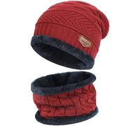 Bequemer Laden Uomo Donna Invernali Cappello in Maglia e Sciarpa con Fodera in Pile, Cappelli e Scaldacollo per Ciclismo, Moto, attività All'Aperto, Taglia Unica, B-Vinto