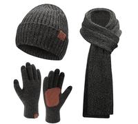 Bequemer Laden Uomo Donna Inverno Cappello Long Sciarpa Touchscreen Guanti Set Berretto Scaldacollo Guanti Set con Fodera in Pile