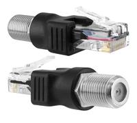 BERANMEY Adattatore convertitore da RF a RJ45, confezione da 2 adattatori Ethernet F femmina a RJ45 maschio, accoppiatore coassiale connettore dritto (nero)