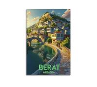 Berat Albania - Poster artistico da appendere alla parete, stampa artistica da appendere alla parete, decorazione per camera da letto, 60 x 90 cm
