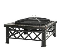 Berbecue a Legna 76x76x47 cm in Metallo Nero