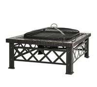 Berbecue a Legna 76x76x47 cm in Metallo Nero