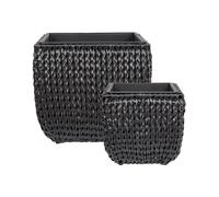 BERBERIS Set di 2 vasi per piante 34/45 cm Rattan sintetico Nero