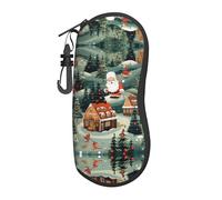 berbo Custodia per occhiali leggera e flessibile con villaggio natalizio, per donne e uomini, spaziosa custodia rigida per occhiali, resistente ai graffi, nero, taglia unica