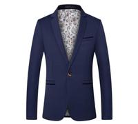 BERCIELY Abito A Maniche Lunghe Uomo Affari Lavoro Tendenze Blazer Casual Moda All-Match Abitogiacca Banchetto Ballo Classico Uomoabito E-Navy 5XL