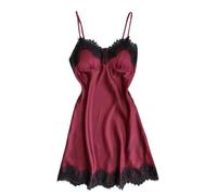 BERCIELY Set Lingerie Scollo all'Americana V Profonda Set Sexy Nightwear Pizzo Pigiameria Donna A-Wine Red L