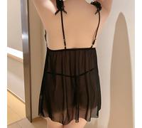 BERCIELY Set Lingerie V Profonda Pizzo Scollo all'Americana Set Sexy Nightwear Pigiameria Donna A-Black XXL