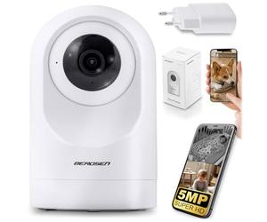 Berdsen Babyphone con Telecamera WiFi IP Telecamera 5MP Tuya - Angolo di Visione 109°, Orientabile 355°/60° - Modalità Notte, Rilevamento Movimento, Audio Bidirezionale, MicroSD