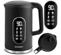 Berdsen Bollitore elettrico - 1,7 l - con regolazione della temperatura - Indicatore digitale della temperatura a LED - Protezione contro il funzionamento a secco - Base a 360° - Nero Argento