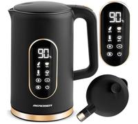 Berdsen Bollitore elettrico - 1,7 l - con regolazione della temperatura - Indicatore digitale della temperatura a LED - Protezione contro il funzionamento a secco - Base a 360° - Nero oro