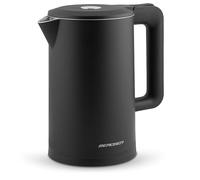 Berdsen Bollitore in acciaio inox con filtro anticalcare 1,7 l, capacità 2200 Watt, illuminazione a LED, doppia parete, base piroette, fornello per acqua, silenzioso, nero