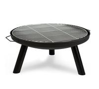 Berdsen Braciere con griglia da 60 cm, braciere da giardino, antiruggine, in acciaio verniciato a polvere, colore nero