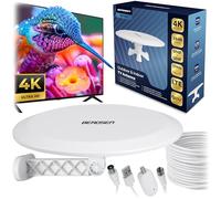 Berdsen DVBT2 Antenna con amplificatore 28 dB - Antenna da camera TV - Cavo da 10 m - 80 km LTE Filtro DVB-T DVB-T2 - Bianco