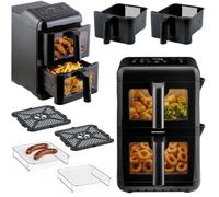 Berdsen Friggitrice ad aria calda Airfryer, 11,6 l, doppia camera verticale, 2 x 5,8 l, 3000 W, 9 programmi, touch screen e finestra di visualizzazione a LED, cuocere, grigliare e essiccare, colore