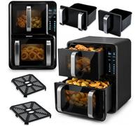 Berdsen Friggitrice ad aria calda Airfryer con aria calda, 12 l, doppia camera verticale 5 l + 7 l, 2800 W, 8 programmi, touch screen, finestra di visualizzazione a LED, cuocere, grigliare e essiccare