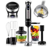 Berdsen Frullatore a immersione manuale Frullatore ad immersione 1500W Multifunzionale con accessori Funzione Turbo 800 ml Acciaio Plastica Grigio Nero