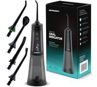 Berdsen Irrigatore per denti - Wireless - Ricaricabile - Impermeabile - Portatile - 5 Modalità, 5 Punte - 300 ml Nero