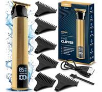 Berdsen Rasoio professionale per barba, rasoio elettrico da uomo, 6 accessori da 1 a 9 mm, oro