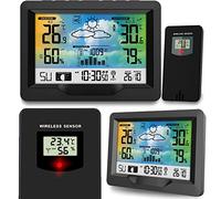 BERDSEN Stazione meteo con display BD-901, misurazione della temperatura esterna e interna, funzione di allarme snooze, ricarica della batteria, sincronizzazione dell'ora, nero