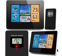 BERDSEN Stazione meteo con display BD-902, misurazione della temperatura esterna e interna, funzione di allarme snooze, ricarica della batteria, sincronizzazione dell'ora, nero